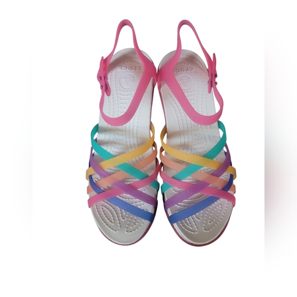 CROCS Shoes - Crocs Isabella Huarache Heeled Multicolor Strappy Translucent W 7